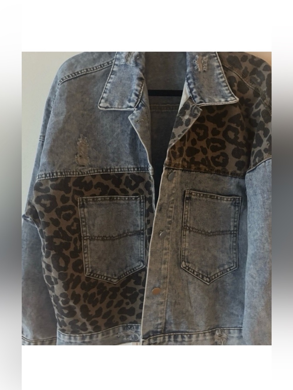 New ~ Women’s Boutique Denim Jacket & Leopard Print ~ Size 3XL (US 14-16)